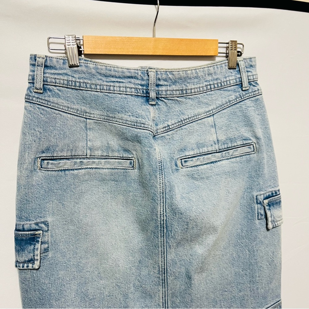 Anthropologie Pilcro Cargo Denim MIDI Skirt Size 10 - Picture 10 of 13